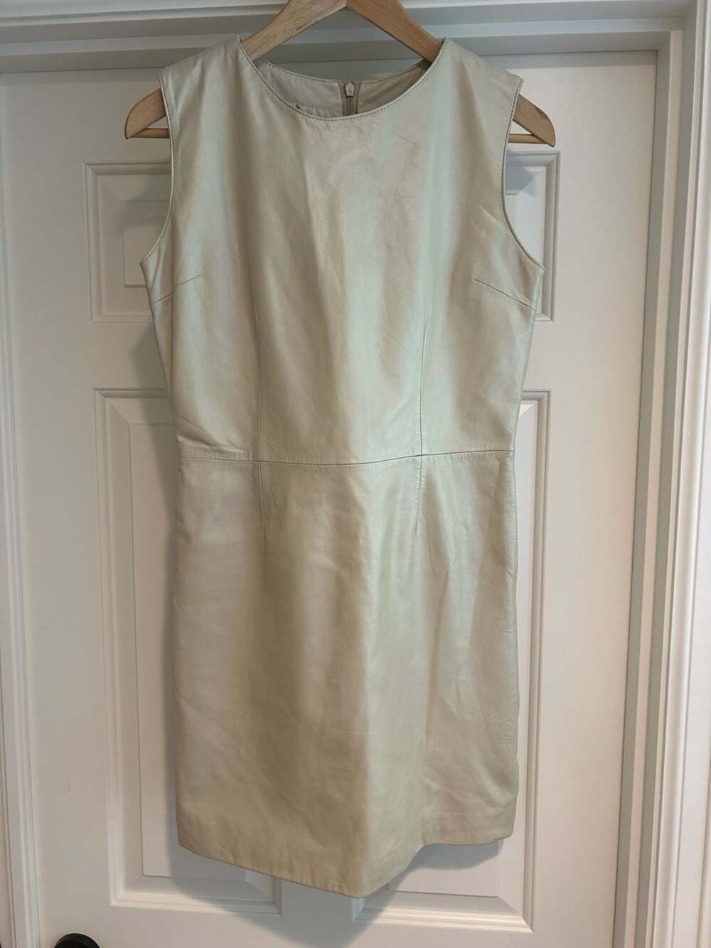 John Carlisle Cream White Leather Sleeveless Mini Dress Size 6